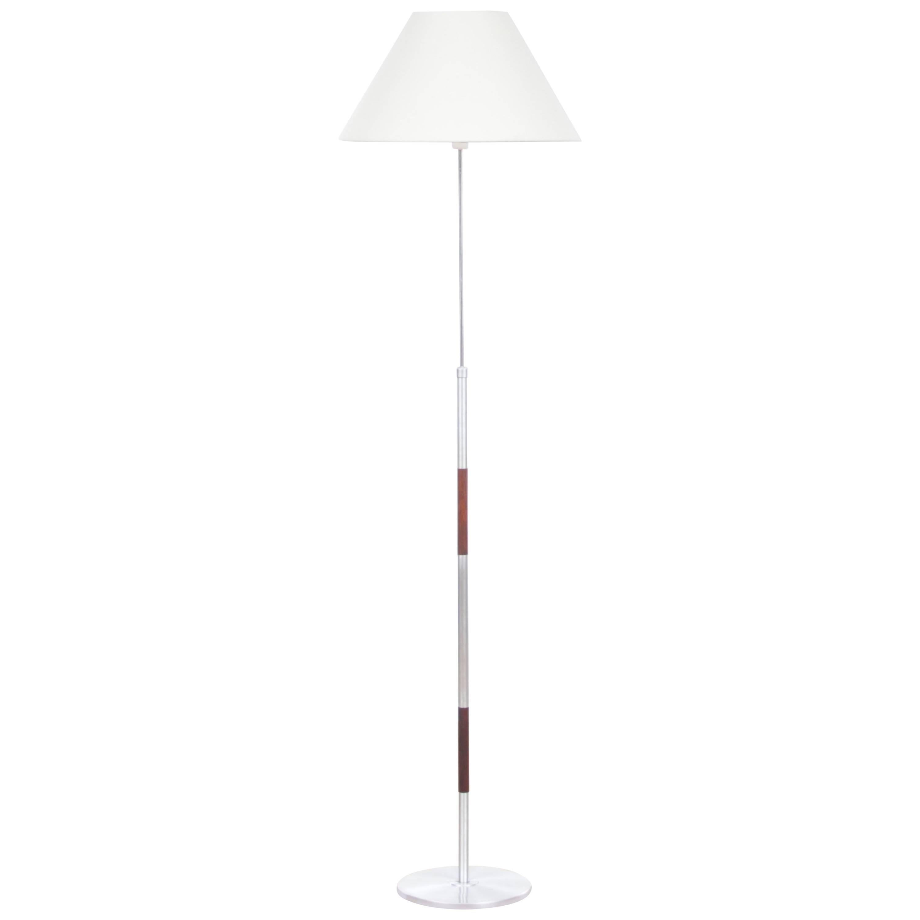 Mid-Century Modern Scandinavian Floor Lamp in Aluminium and Rosewood