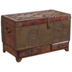 Antique African Zanzibar Chest Trunk, Brass-Mounted, circa 1875