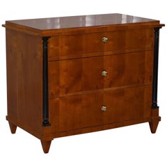 Swedish Biedermeier Cherry Wood Chest of Drawers, Ebonized Pillars, circa 1850