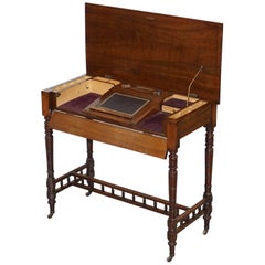 Stunning 1870 Victorian Walnut Campaign Antique Military Desk Hidden Writing Slope