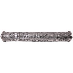 Antique Silver Scroll Document Holder, circa 1900