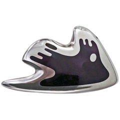 Georg Jensen-Henning Koppel Enamel Sterling Brooch, Denmark, circa 1947