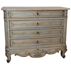 Wonderful White Wash Gilt Country French Dresser Chest of Drawers Marble Cabinet