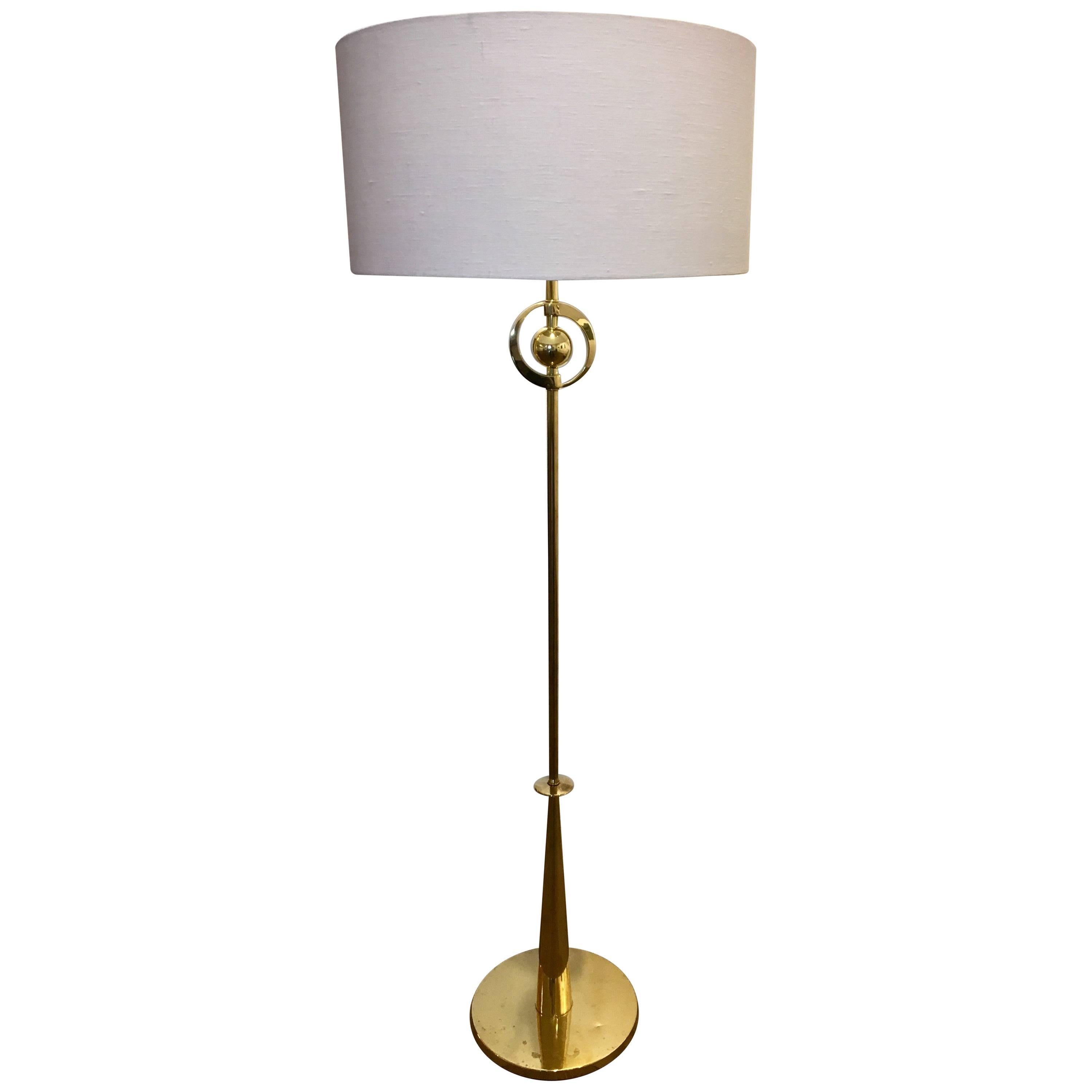 Art Deco Polished Brass Floor Lamp by the Rembrandt Lamp Company