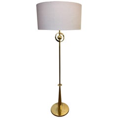 Vintage Art Deco Polished Brass Floor Lamp by the Rembrandt Lamp Company