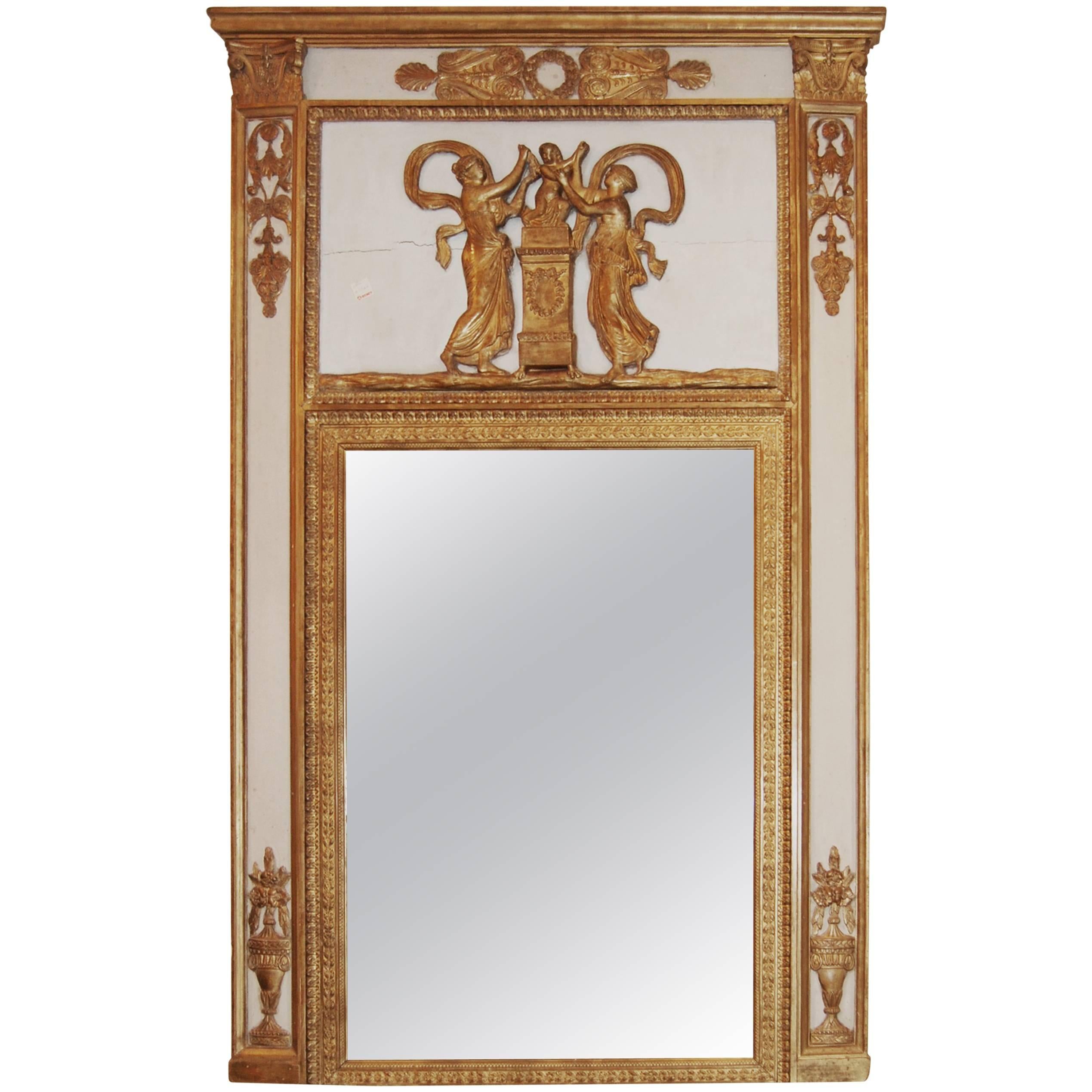 Exceptional Neoclassical Trumeau Mirror