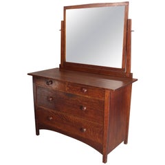 Antique Arts & Crafts Gustav Stickley Dresser with Mirror, circa 1910