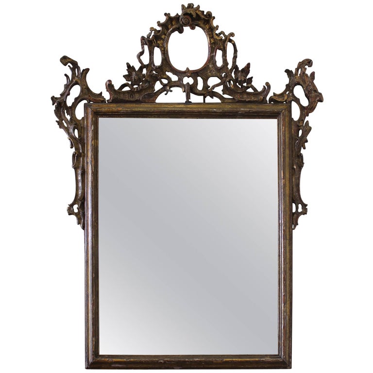 17th Century Carved And Gilded French Country Mirror