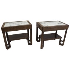 Art Deco Marble-Top Side Tables