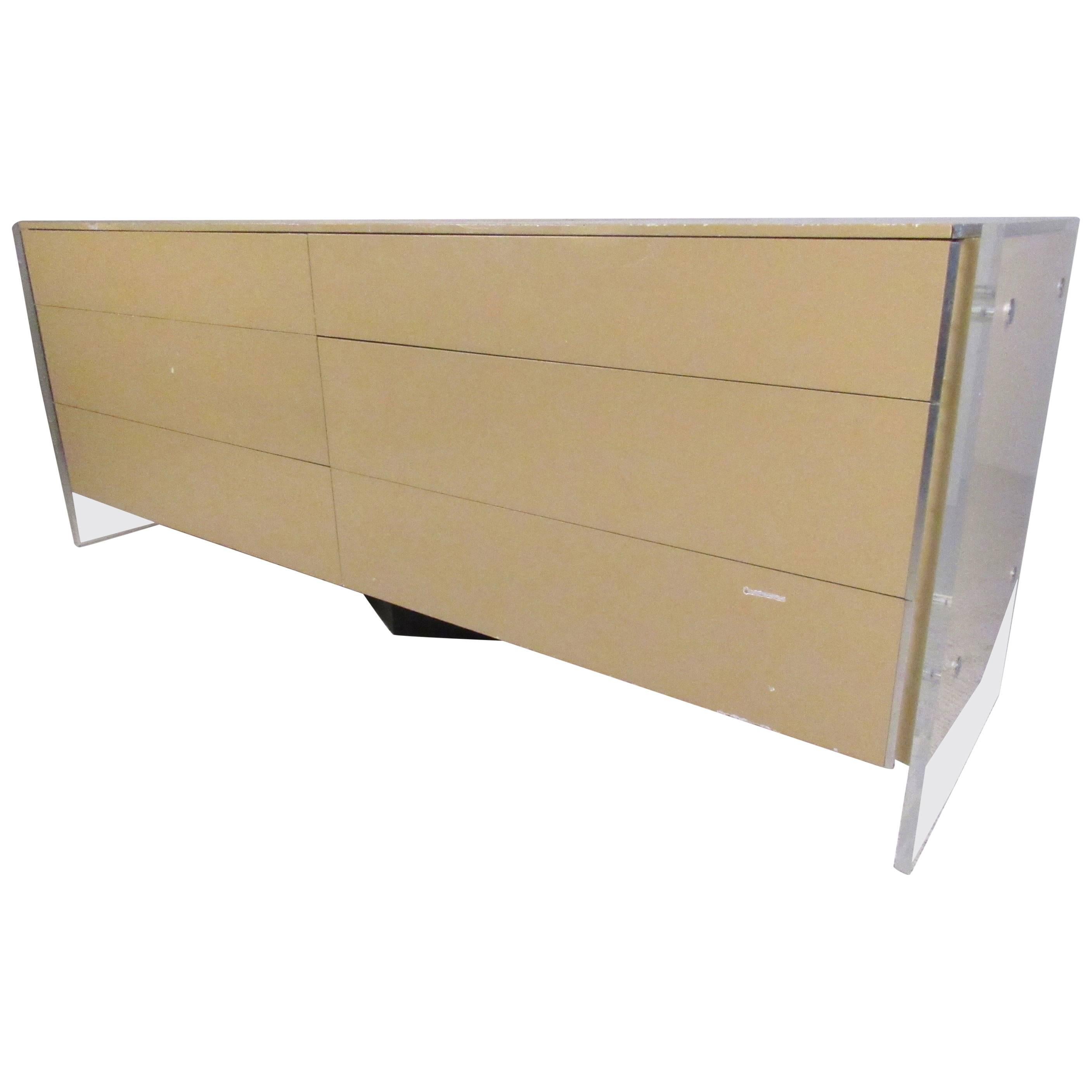 Stylish Modern Lucite Frame Dresser in the Style of Milo Baughman