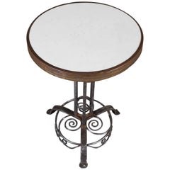 Antique German Art Nouveau Iron Marble-Top Table, Munich, circa 1910