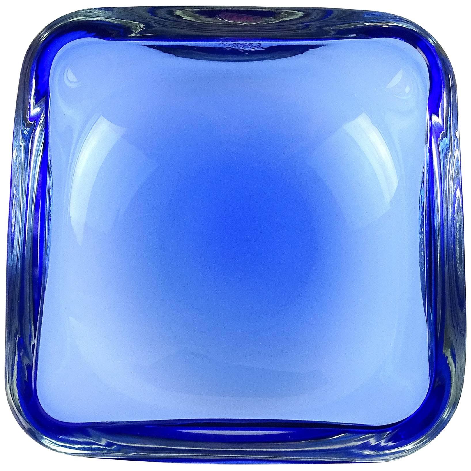 Oggetti Murano Sommerso Cobalt Blue Italian Art Glass Decorative Bowl