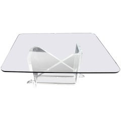Mid-Century Modern Rare Signed Lucite Glass Dining Table Gary Gutterman, 1970s