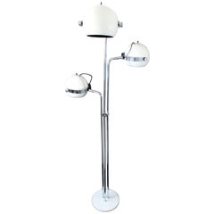 Mid-Century Modern Rare Sonneman Three Head Floor Lamp Chrome and White Enamel