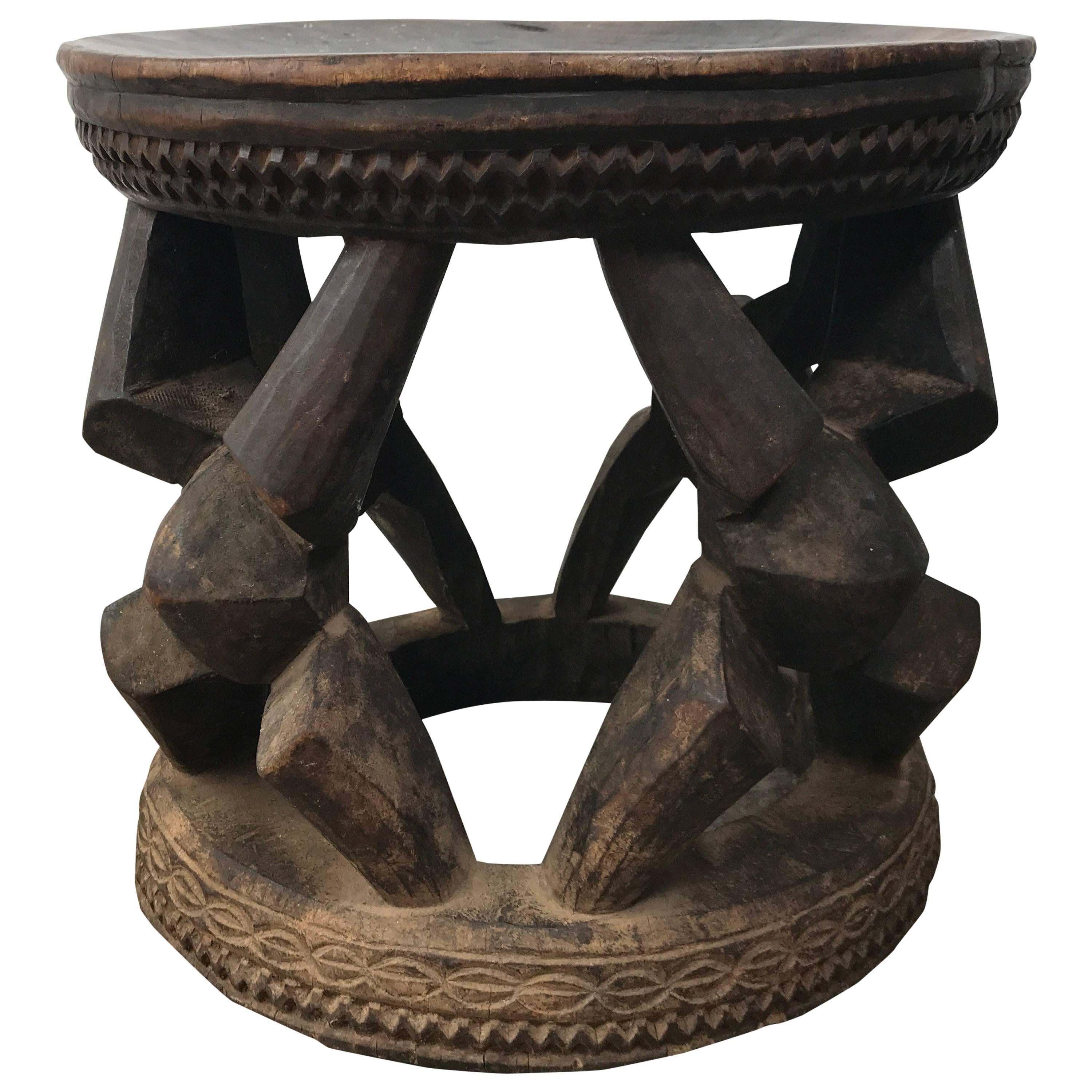 Unusual Hand-Carved African Stool, Early-Mid-20th Century