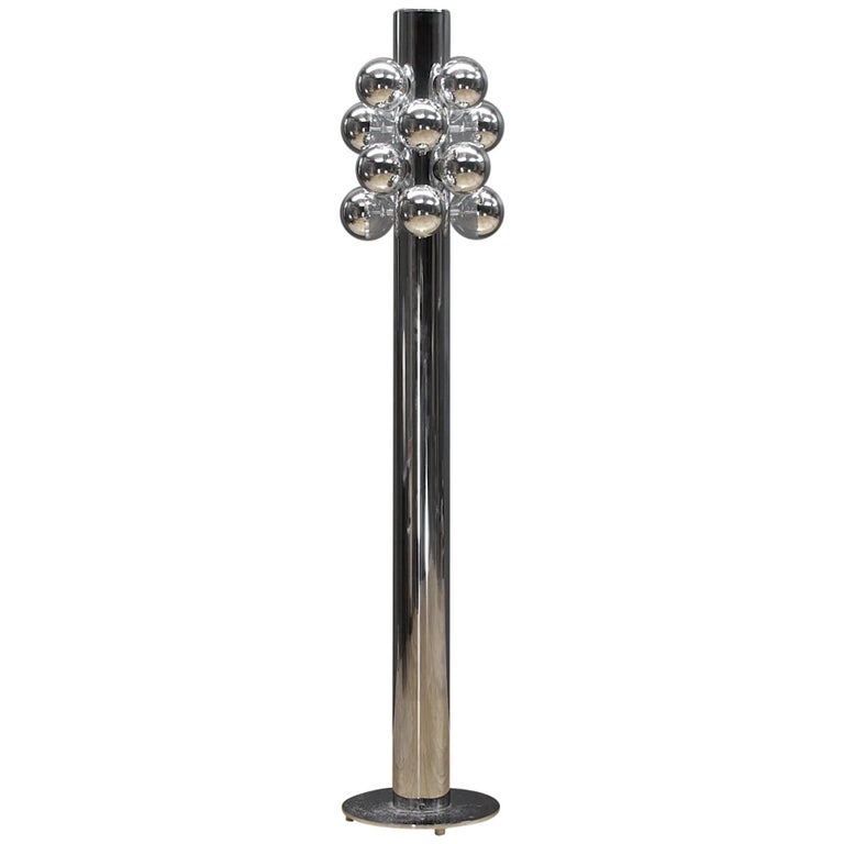 1960s MidCentury Vintage Chrome Bulb Tree Tower Floor Lamp For Sale at 1stdibs