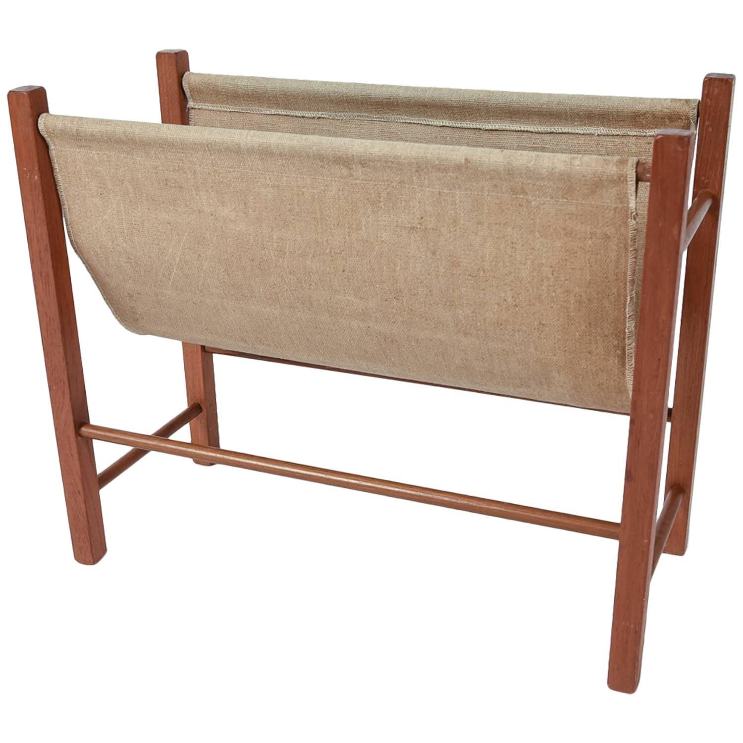 Danish Mid-Century Teak and Canvas Magazine Rack For Sale at 1stDibs ...