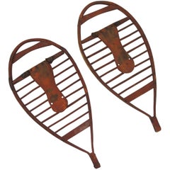 Antique Early Graphic Wood Snowshoes