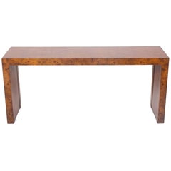 Burl Wood Parsons Style Console Table