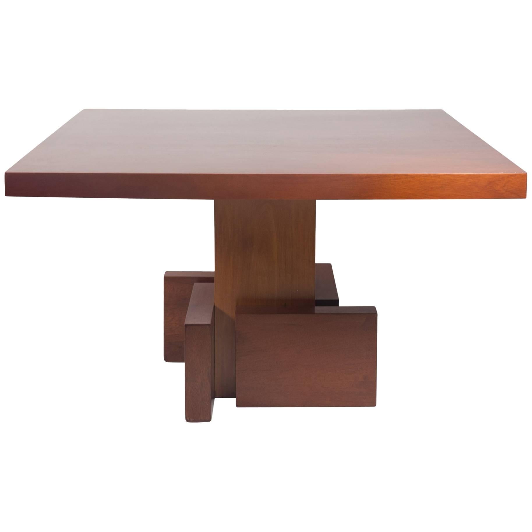 Cubist Pedestal Base Square Dining Table, French, 1930s For Sale