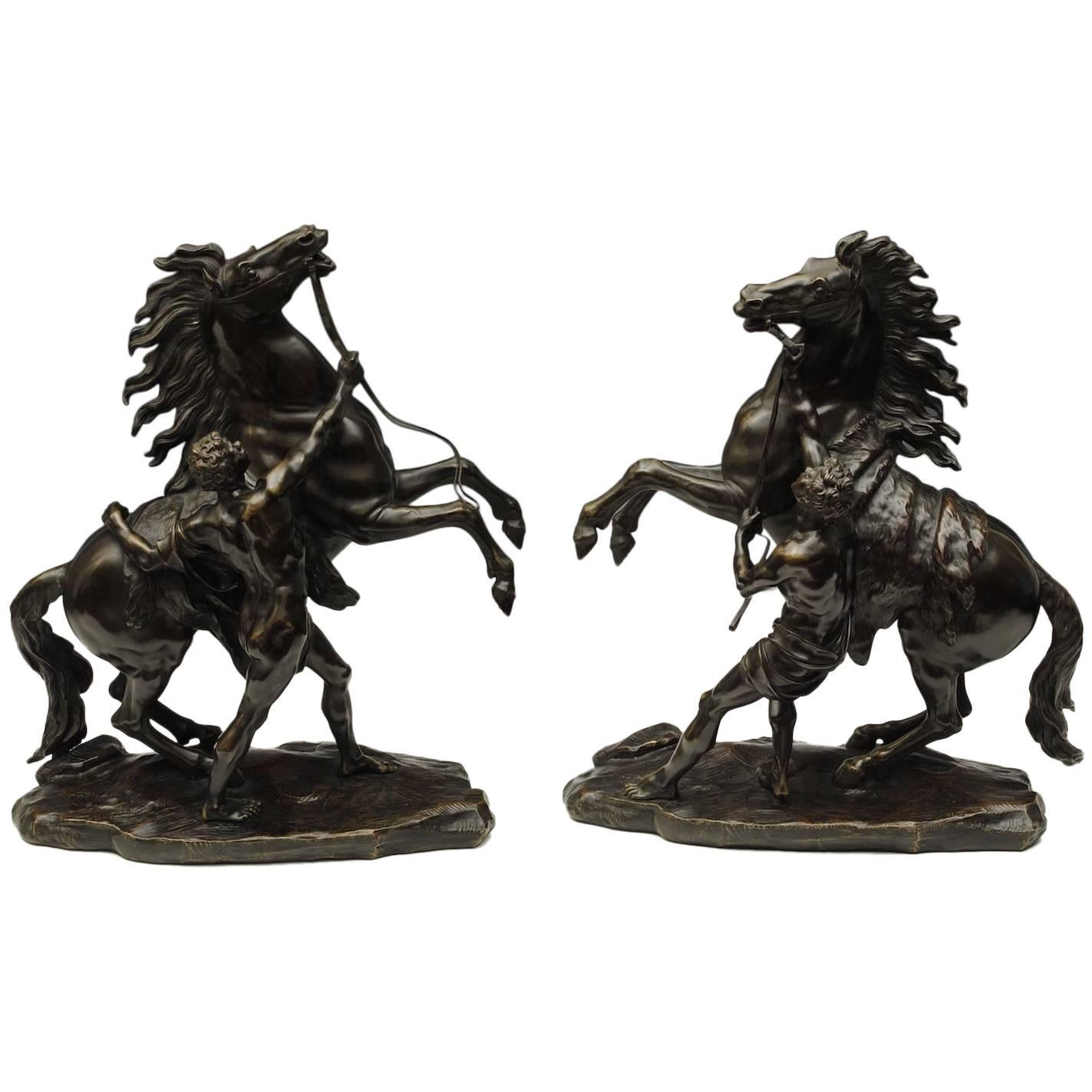 Fine Pair of 19th Century Bronzes of The Marley Horses