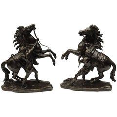 Paire de bronzes du 19ème siècle représentant les chevaux Marley