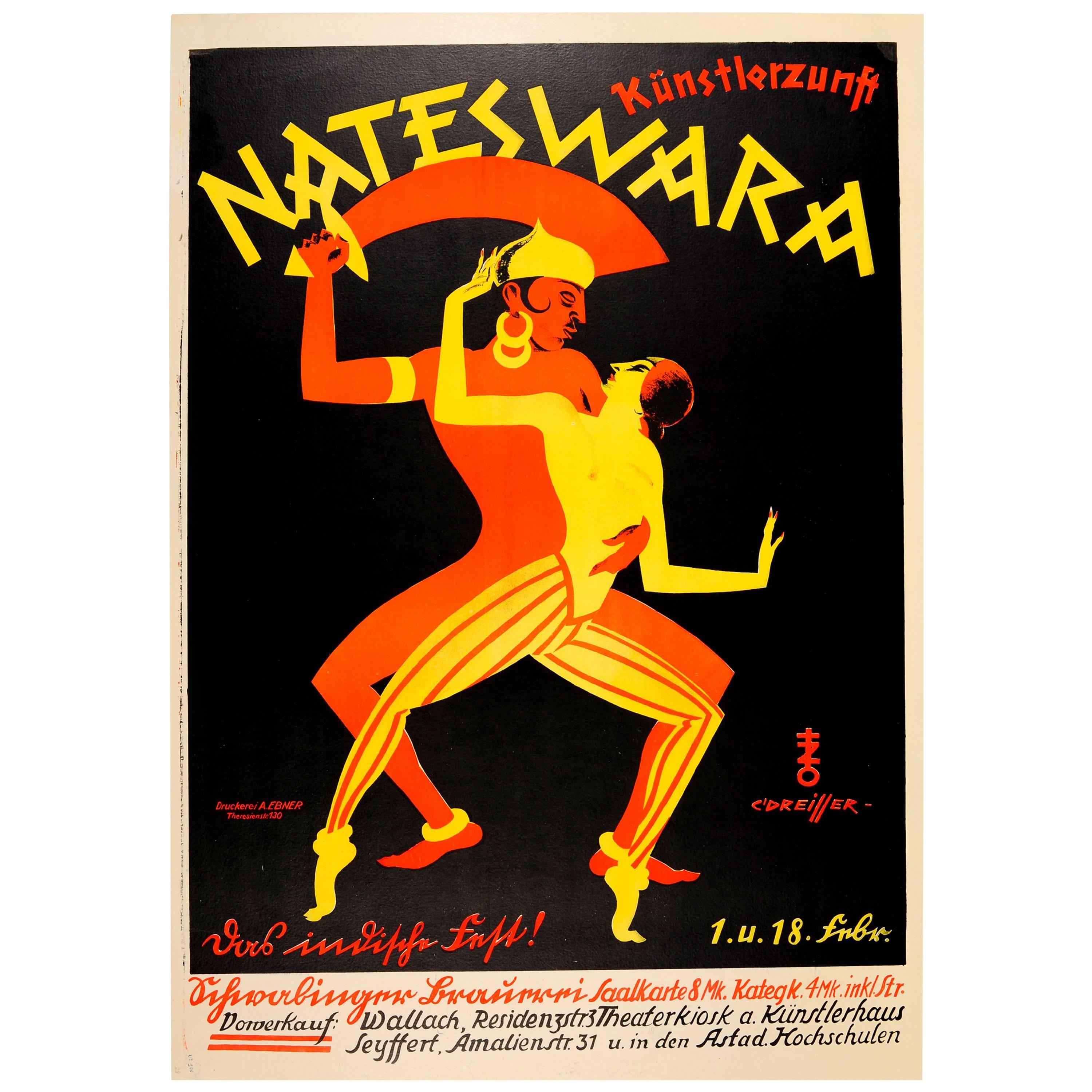 Original Vintage Asian Design Poster for Nateswara Kunstlerzunft Artist Festival