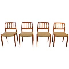 Dining Chairs in Teak by Niels Otto Møller Danish Design Brown Wool, 1960s