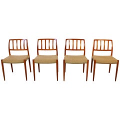 Dining Chairs in Teak by Niels Otto Møller Danish Design Brown Wool, 1960s