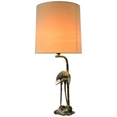 Hollywood Regency Silver Plated Heron Table Lamp by Maison Bagues