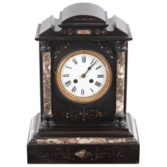 Victorian Black Marble Mantel Clock Antique Victorian Black Marble Mantel Clock