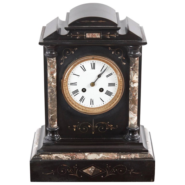Victorian Black Marble Mantel Clock at 1stDibs