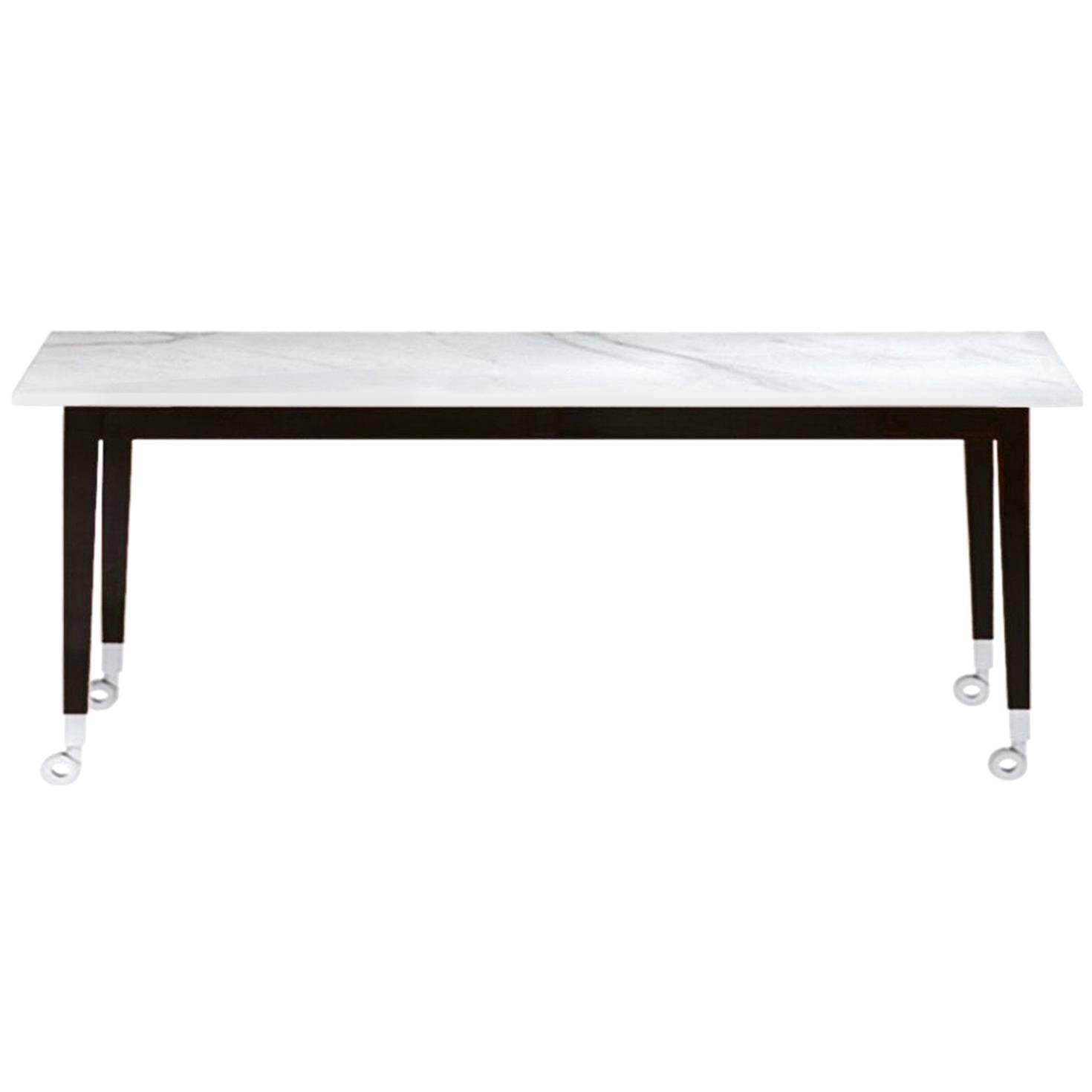 "Neoz" Carrara Marble Castored Console Table Designed by P. Starck for Driade