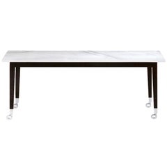 "Neoz" Carrara Marble Castored Console Table Designed by P. Starck for Driade