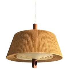 Vintage Danish Pendant Light with Hemp String Shade