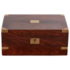 Antique Brass Bound Walnut Writing Box