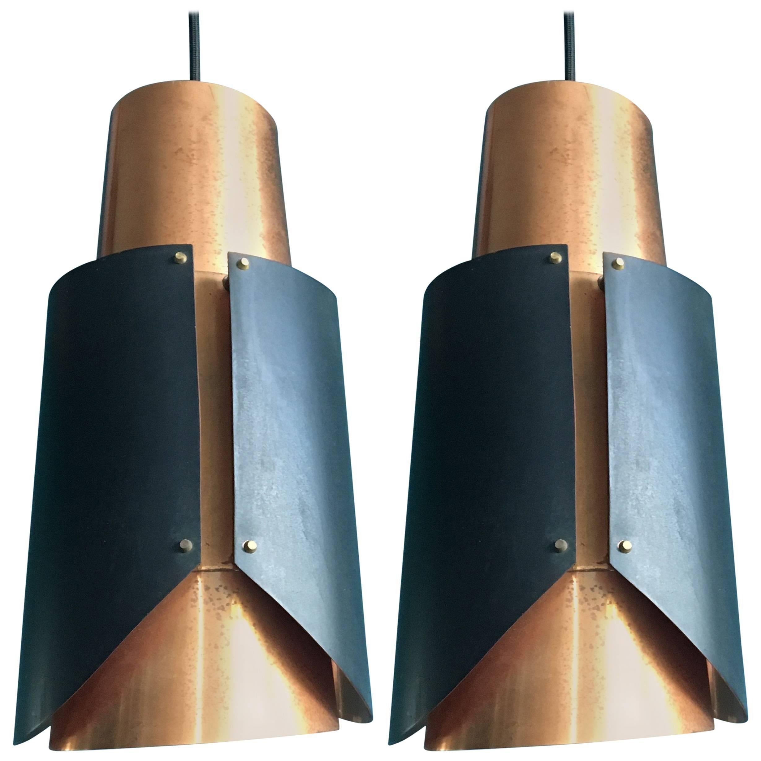 Pair of Vintage Bent Karlby Osterport Pendant Lights Produced by Lyfa in Denmark