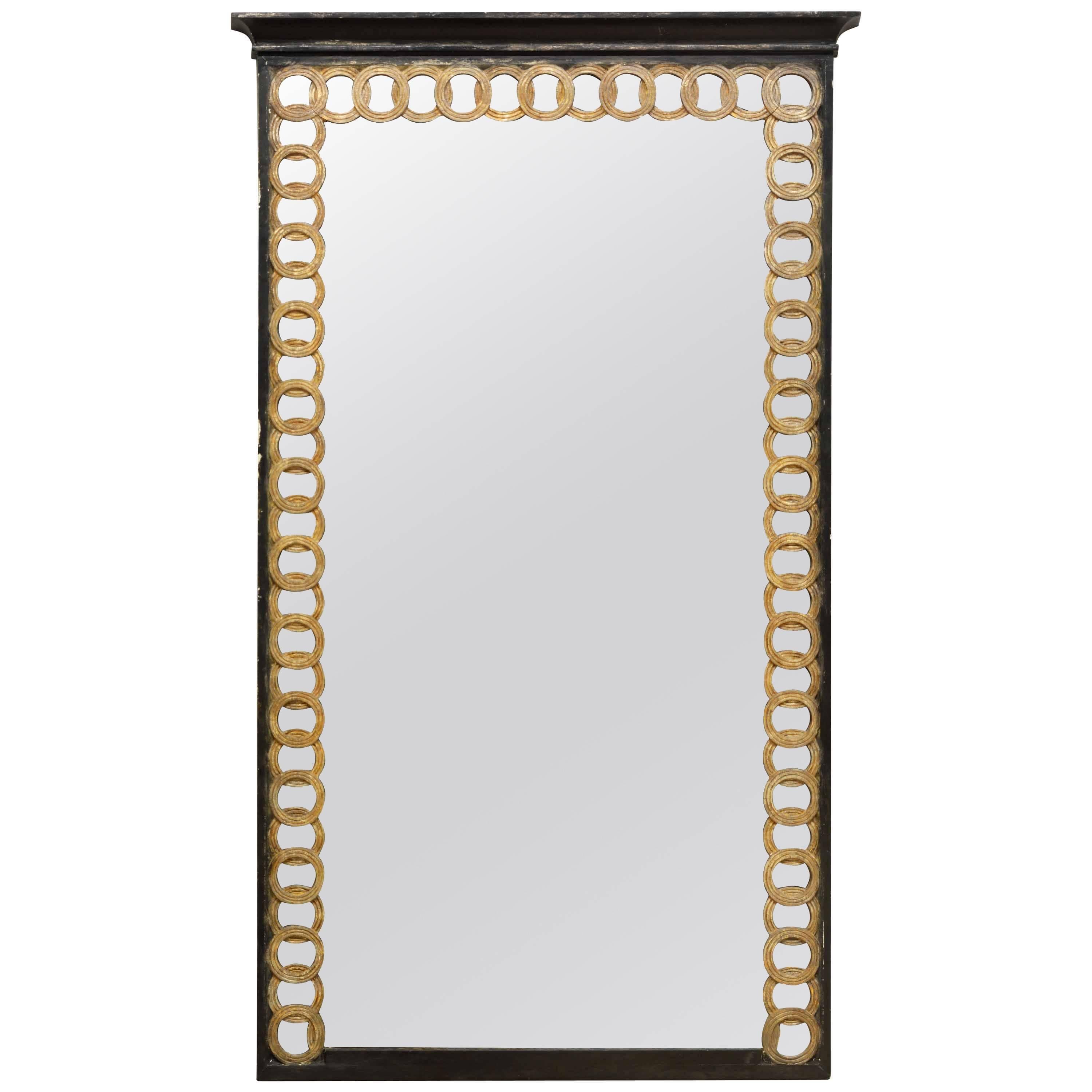 Mid-20th Century Neoclassical Style Paint & Parcel-Gilt Mirror, Palladio, Italy