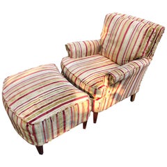 Top of the Line Armchair and Ottoman Upholstered in Osborne and Little