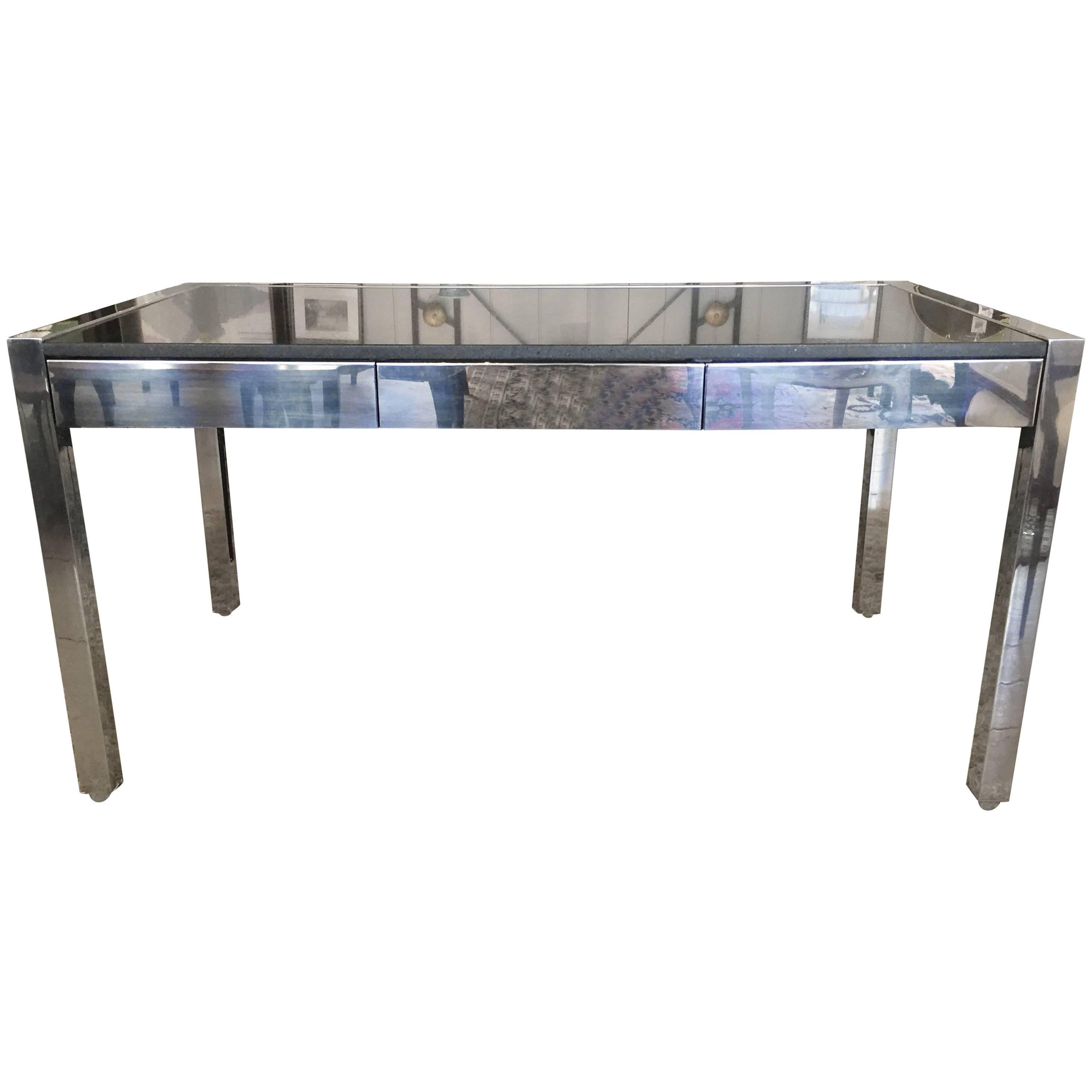 Chic Pace Chrome and Granite Mid-Century Modern Desk