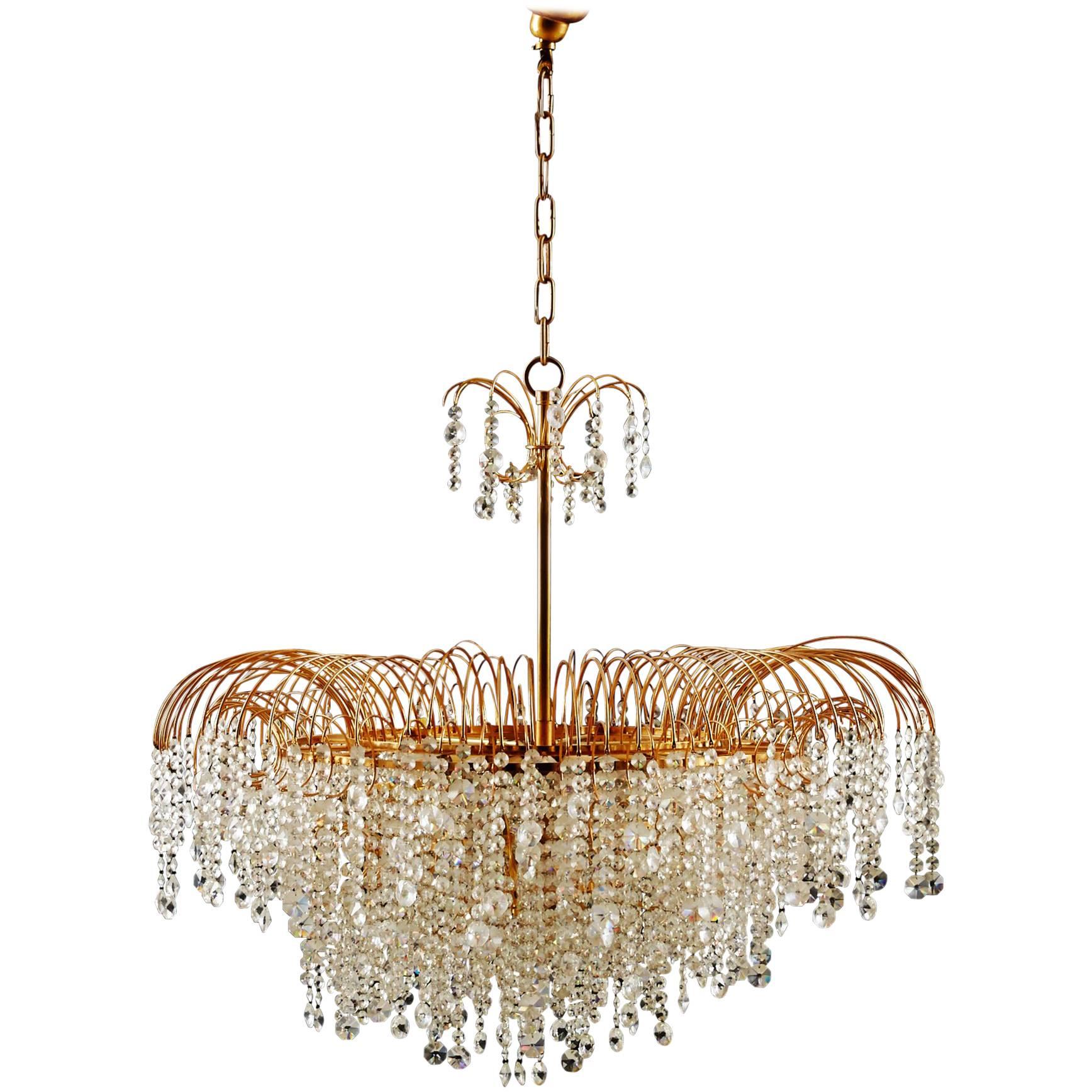 Stunning Cut Crystal Chandelier from the 1970s For Sale