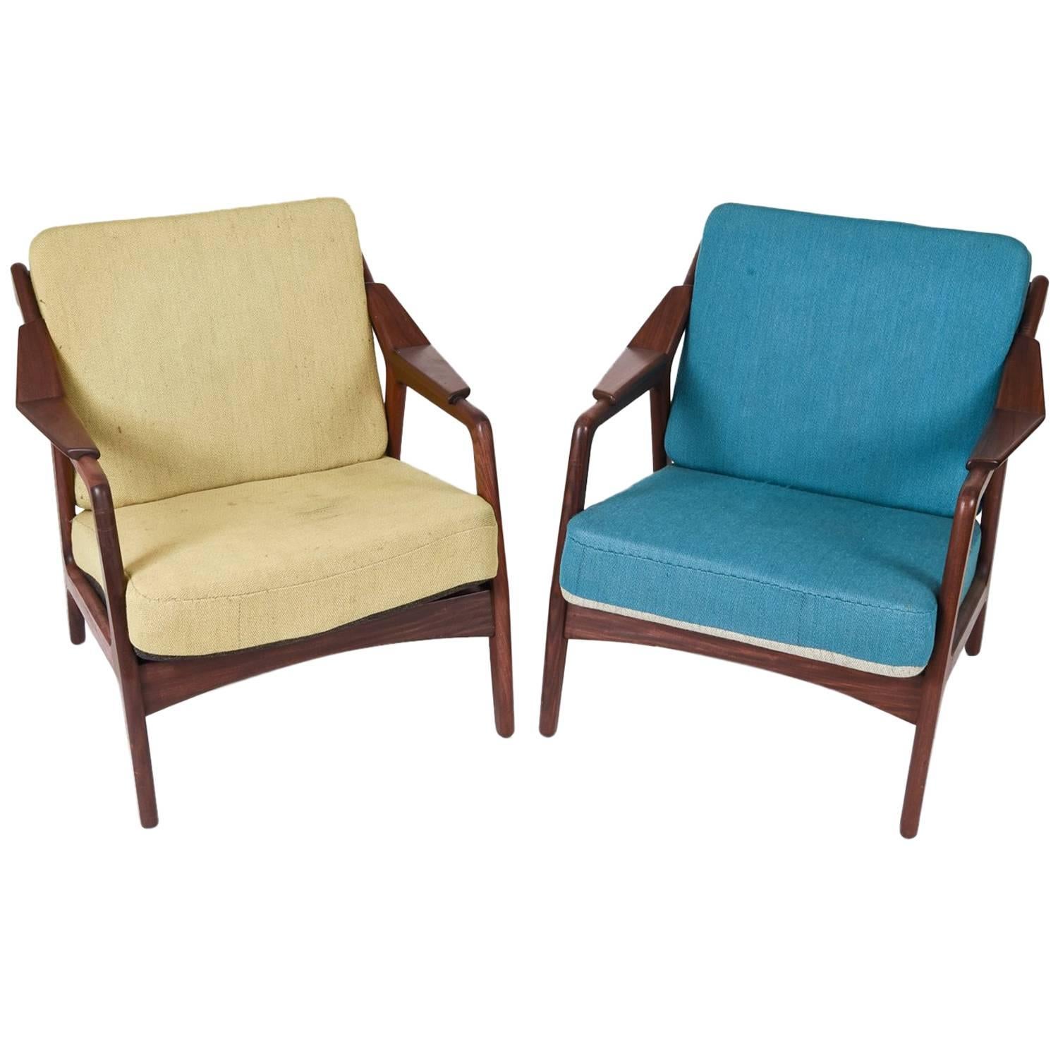 Pair of Teak Danish Easy Chairs by H. Brockmann Petersen for Poul M. Jessen