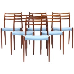Set of Six Niels Moller Rosewood Dining Chairs Model 78 for J.L. Moller, 1956