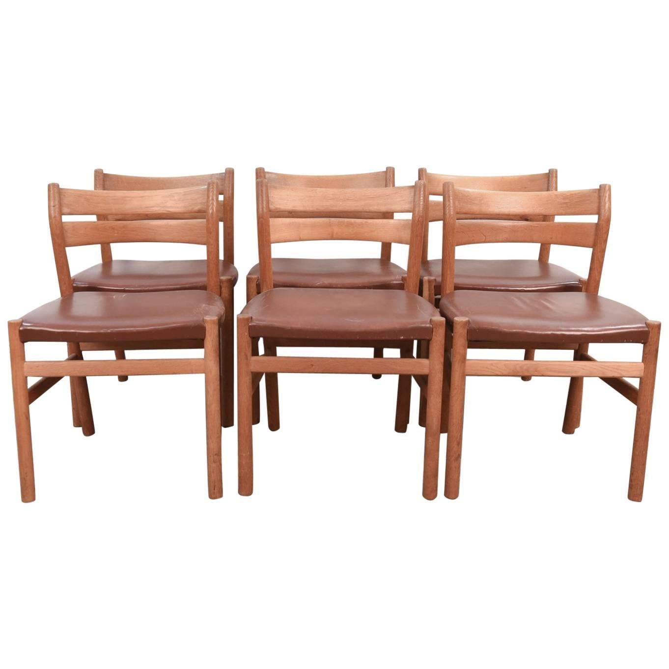 Set of Six Danish BM1 Oak Dining Chairs by Børge Mogensen for C.M. Madsen, 1960s