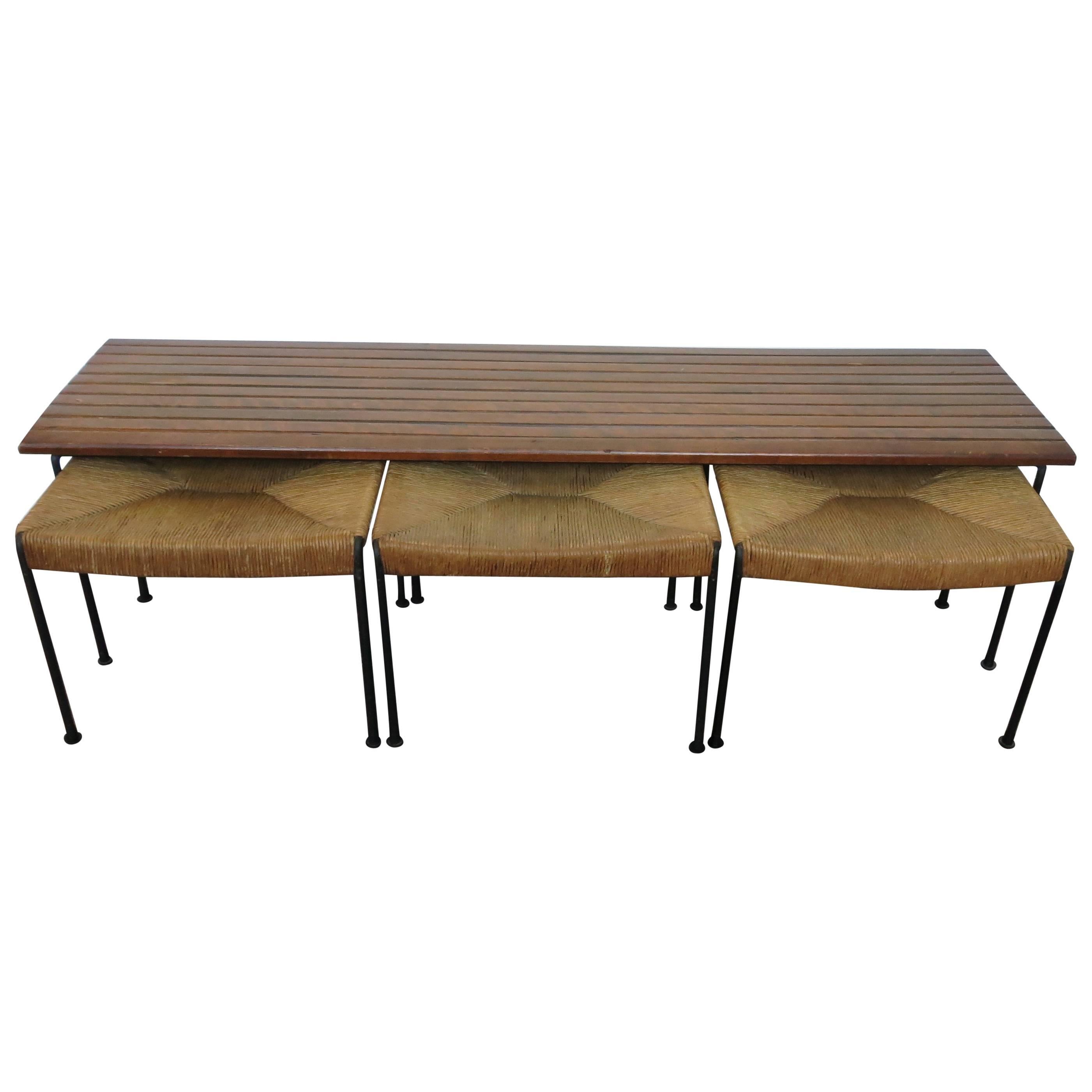 Arthur Umanoff Maple Bench and Set of Nesting Stools for Raymor For Sale