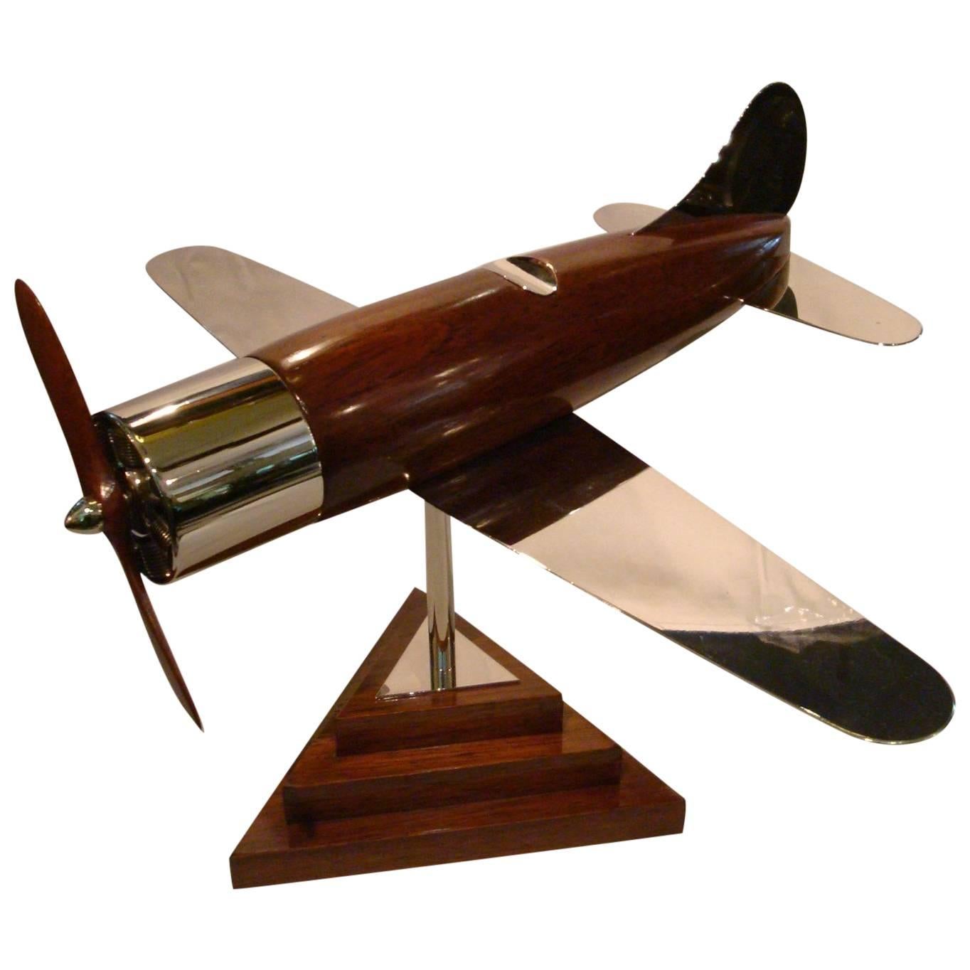 20th Century, Art Deco Streamline Airplane Wooden Model Sculpture, 1930s