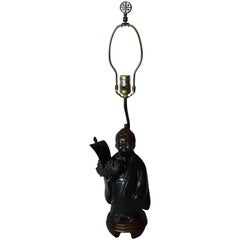Vintage Bronze Asian Boy Lamp