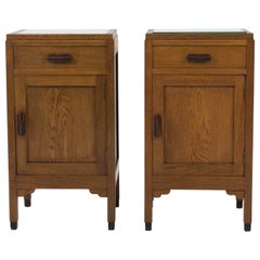 Used Pair of Oak Art Deco Amsterdam School Bedside Tables by Fa.Drilling, Amsterdam