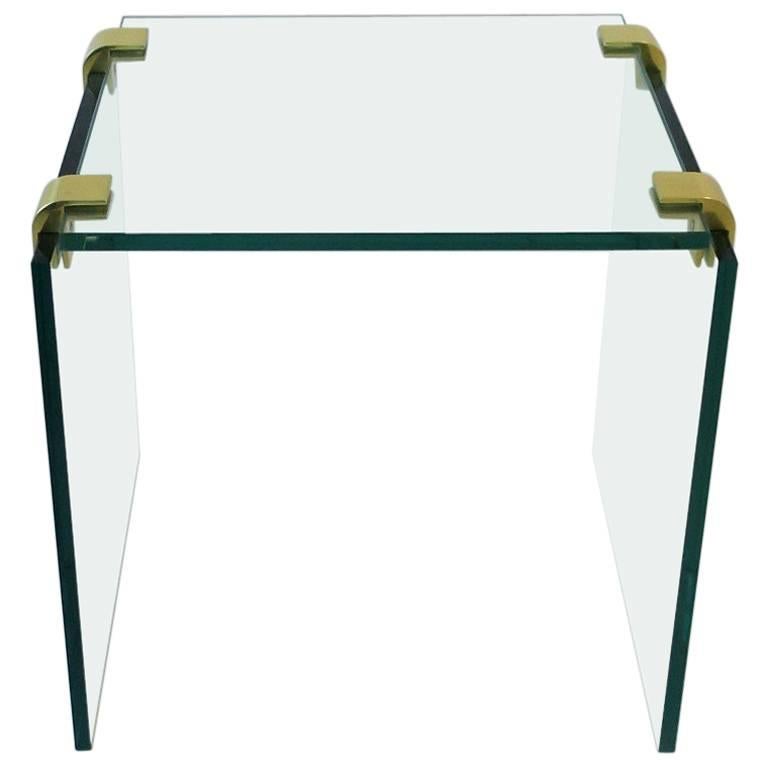 Modern Brass and Glass End or Side Table after Leon Rosen for Pace