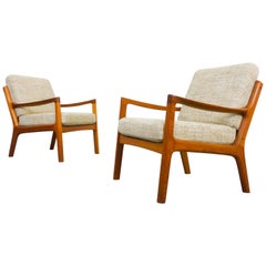 Elegant Pair of Scandinavian Senator Easy Chairs by Ole Wanscher in Teak Denmark